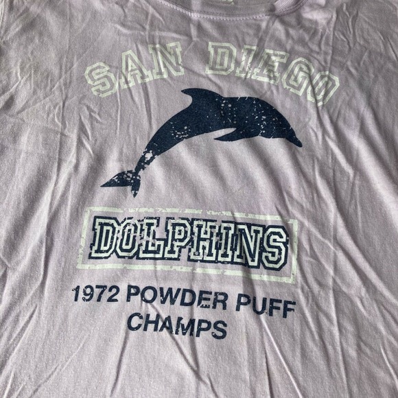 American Crown T Shirt Sz XL San Diego Dolphins Purple Powder Puff Football 1972 - Picture 2 of 8